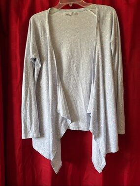Kim Rogers Pale Blue Draped Open Cardigan with Pink Star Accents